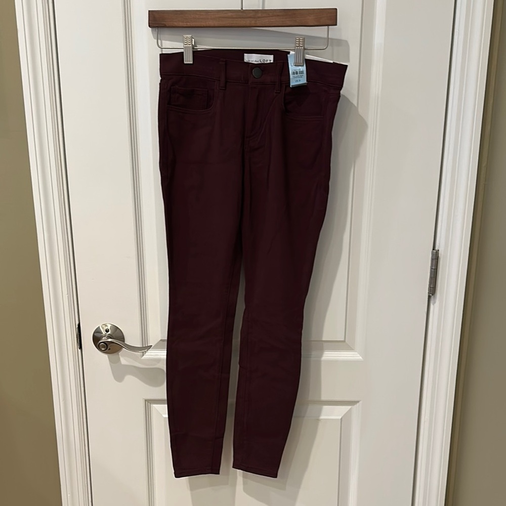 LOFT Deep Red Skinny Jeans